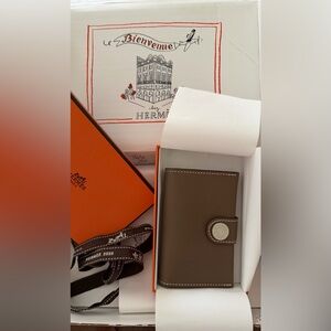 Authentic Brand New Hermès Brown Leather Snap Card Holder Wallet